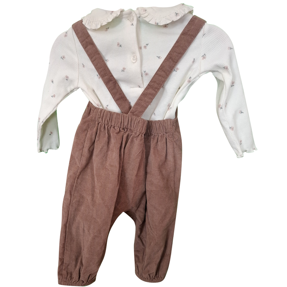 Baby Girl's Dungaree's and Ribbed Top