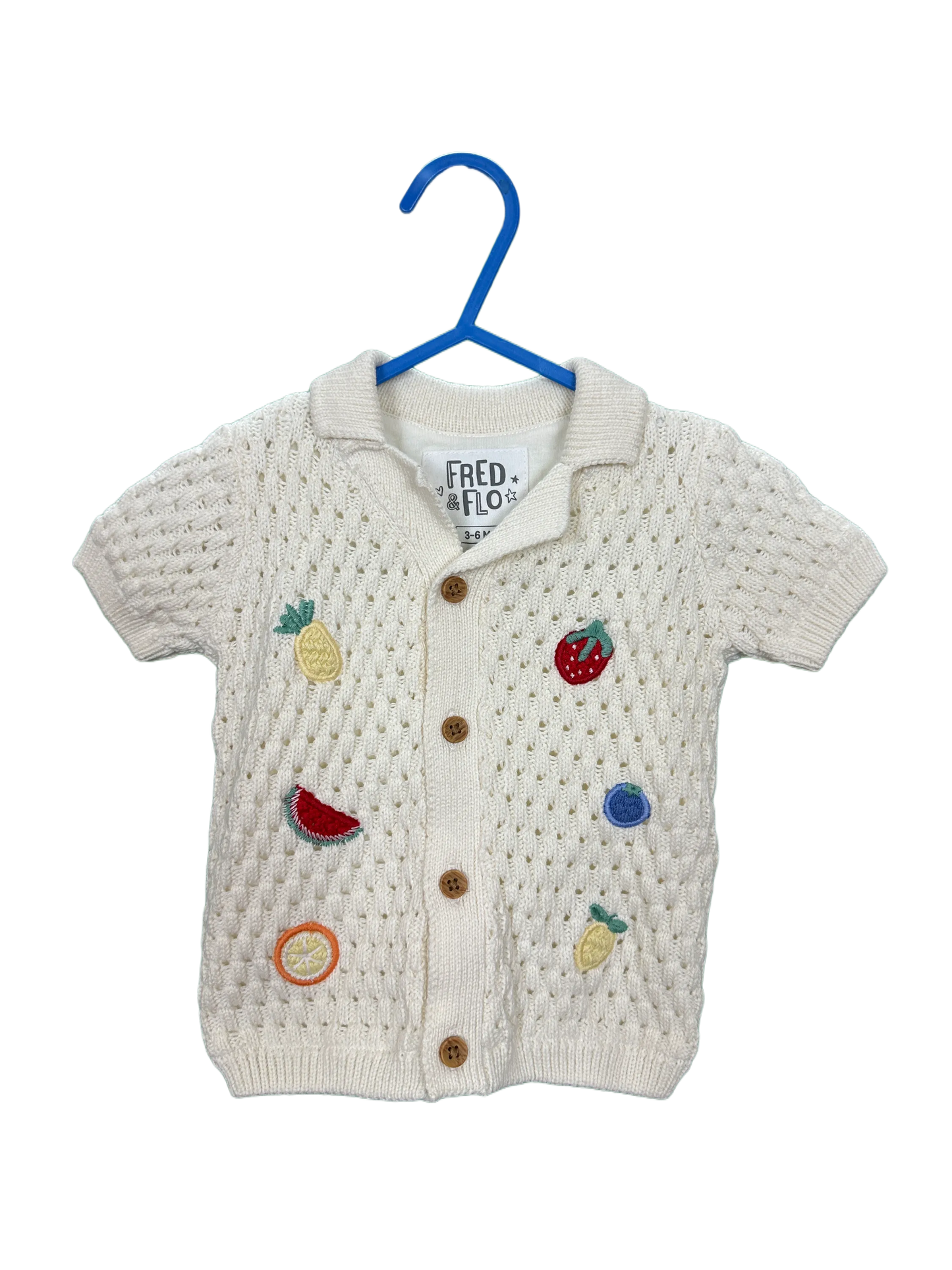 Baby boy's short sleeved fully lined knitted cardigan