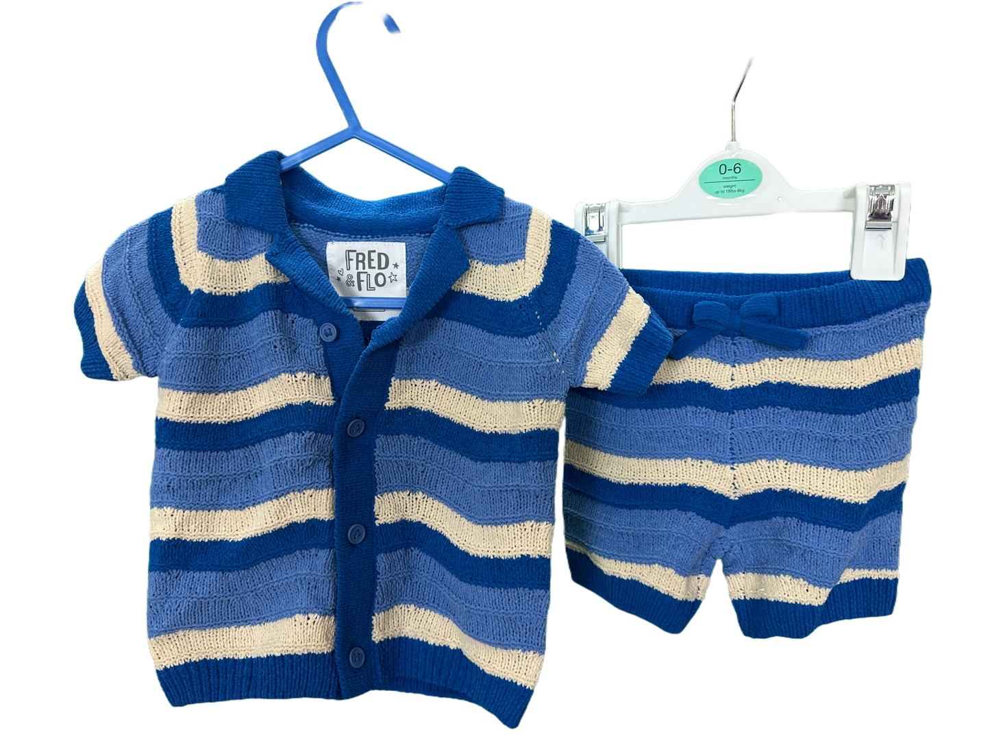 Baby boy knitted shorts and cardigan set