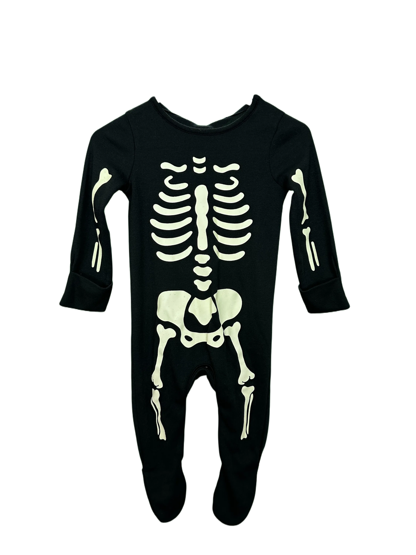 Baby glow in the dark skeleton sleep suit with hat Age 3/6mths