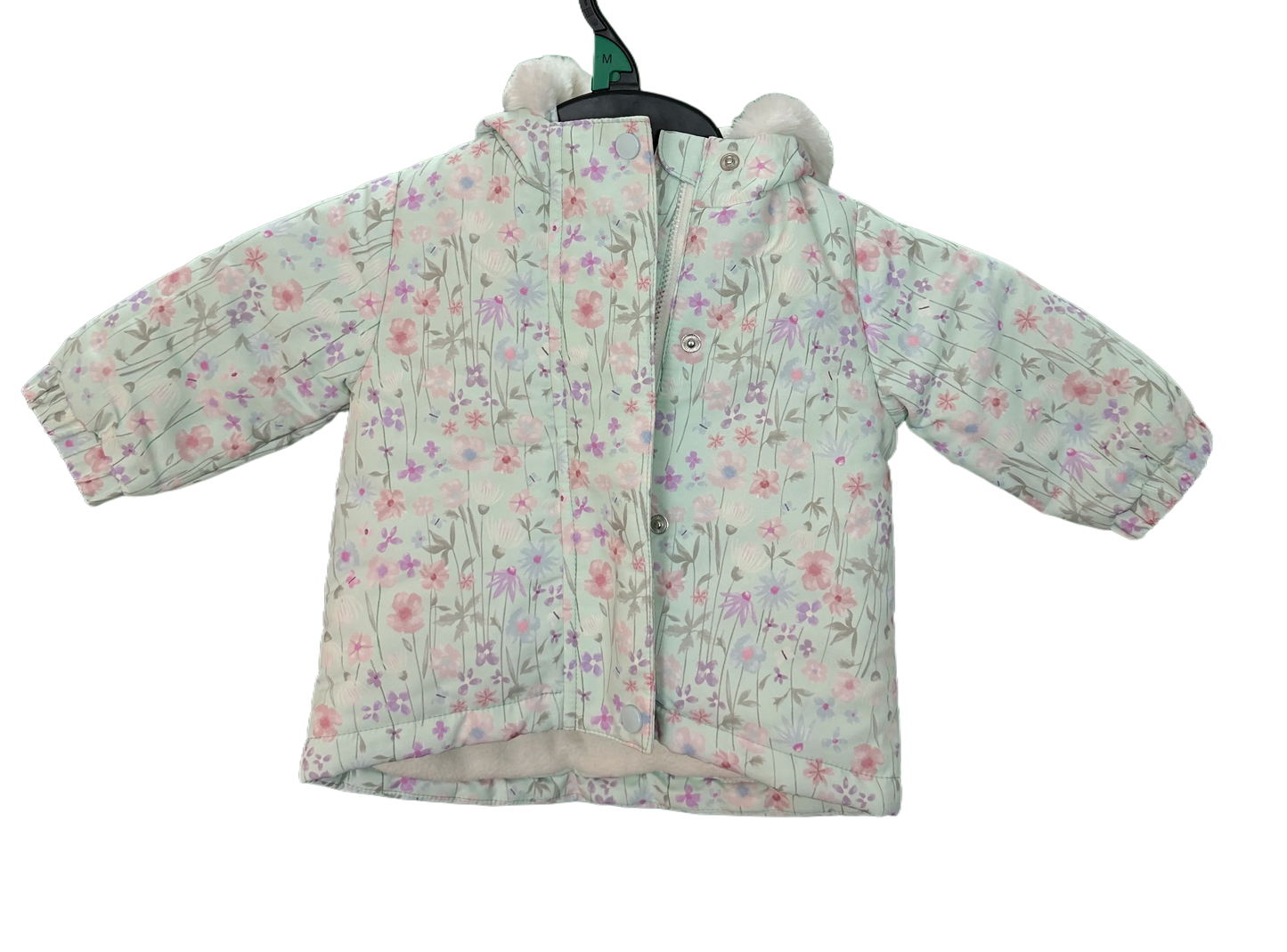 Baby showerproof fleece lined jacket with hood Age 3/6mths