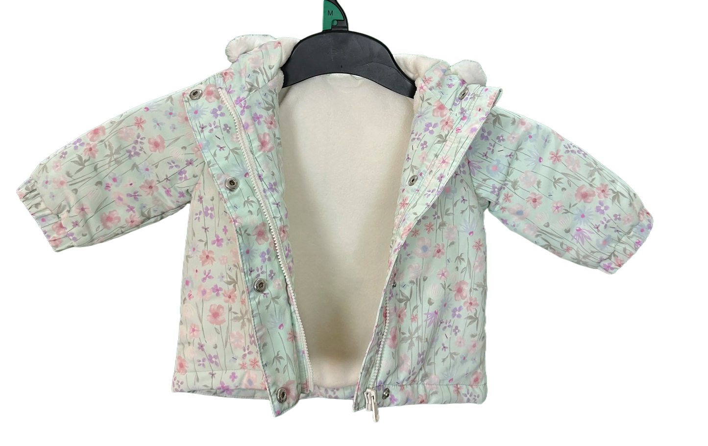 Baby showerproof fleece lined jacket with hood Age 3/6mths