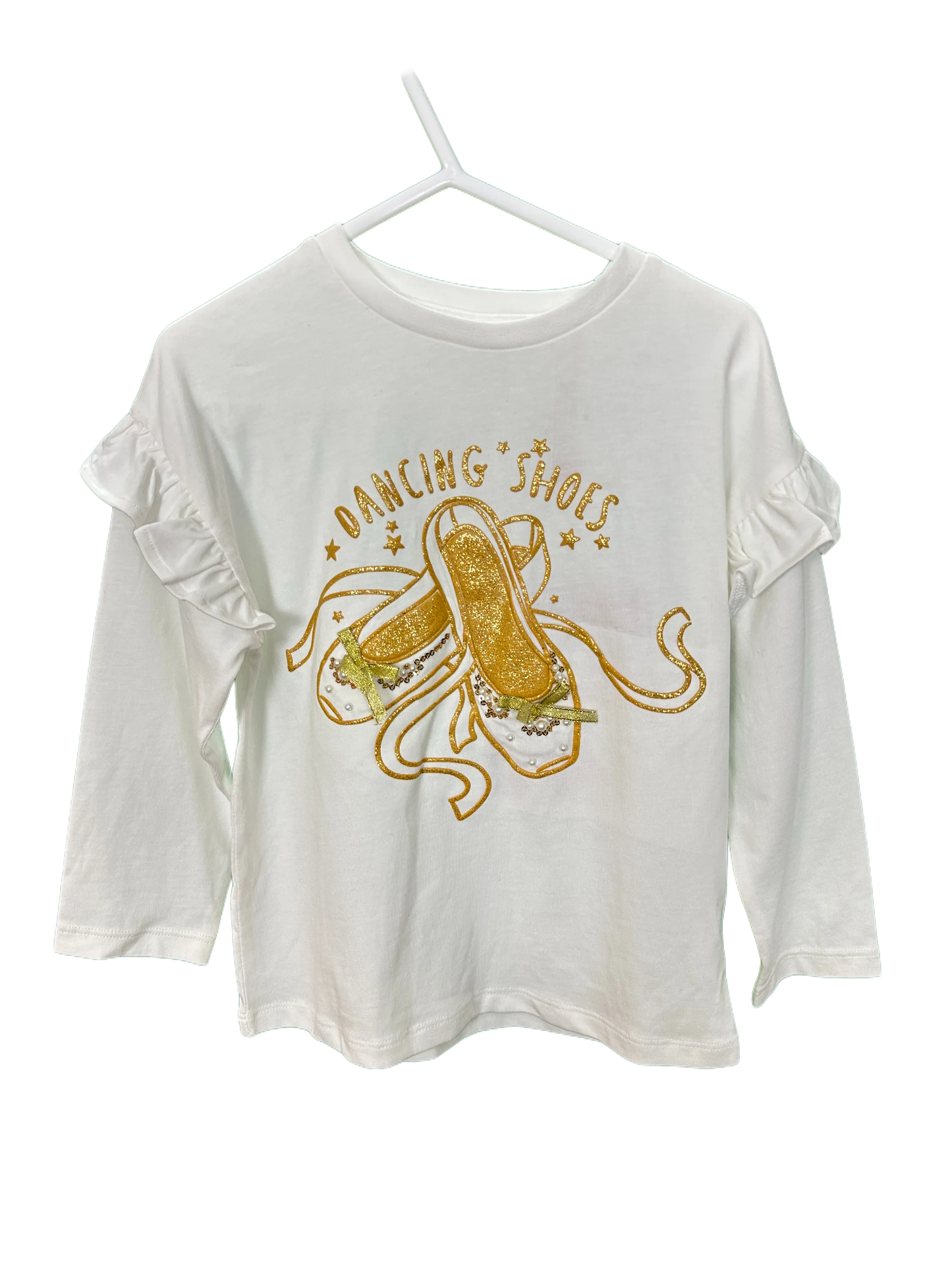 Girls Sparkle Dancing Shoes Long Sleeved T-Shirt Age 3/4yrs