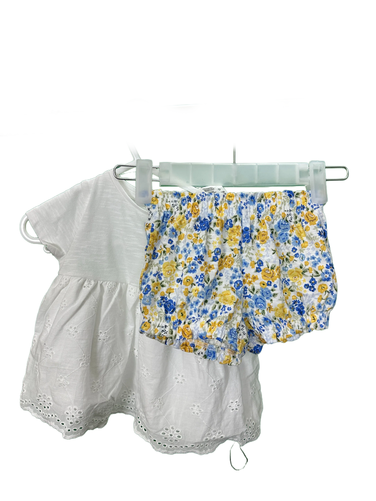 Baby Girl's Short Sleeved Dress with floral pants set Age 3/6mths