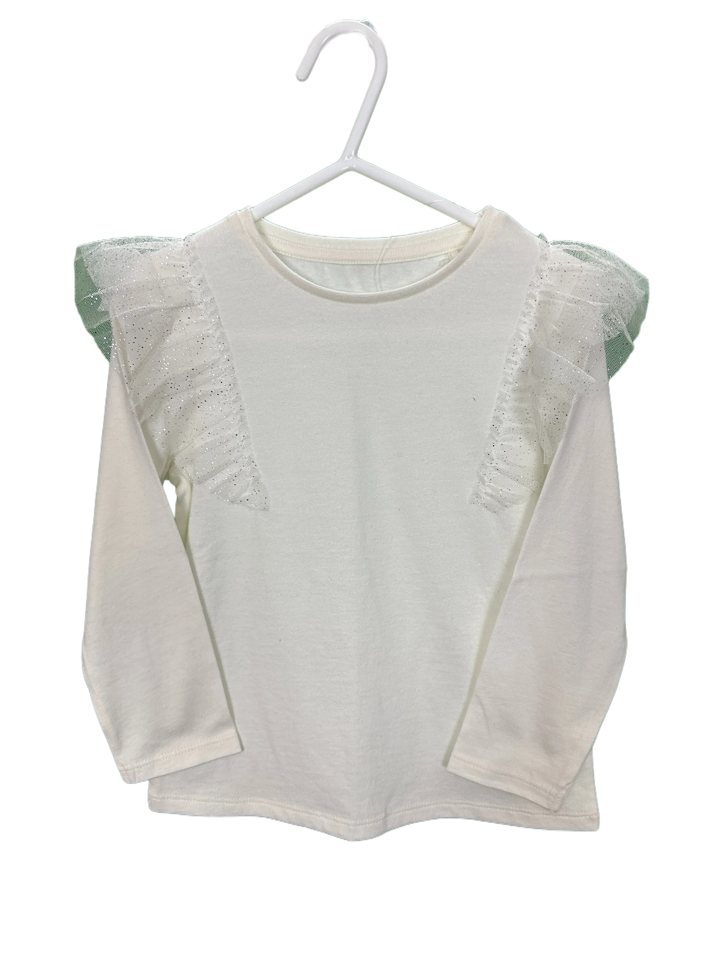 Girl's long sleeved Top with Glitter net frill on Shoulders Age 3/4yrs