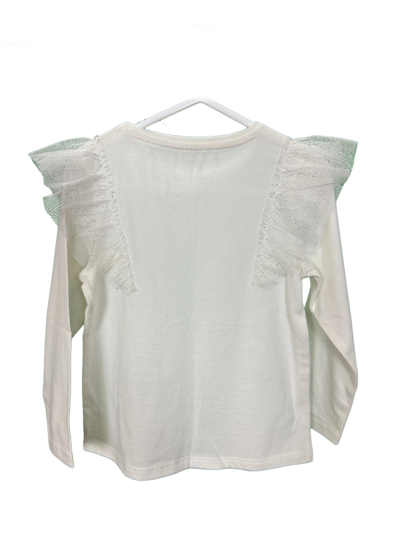 Girl's long sleeved Top with Glitter net frill on Shoulders Age 3/4yrs