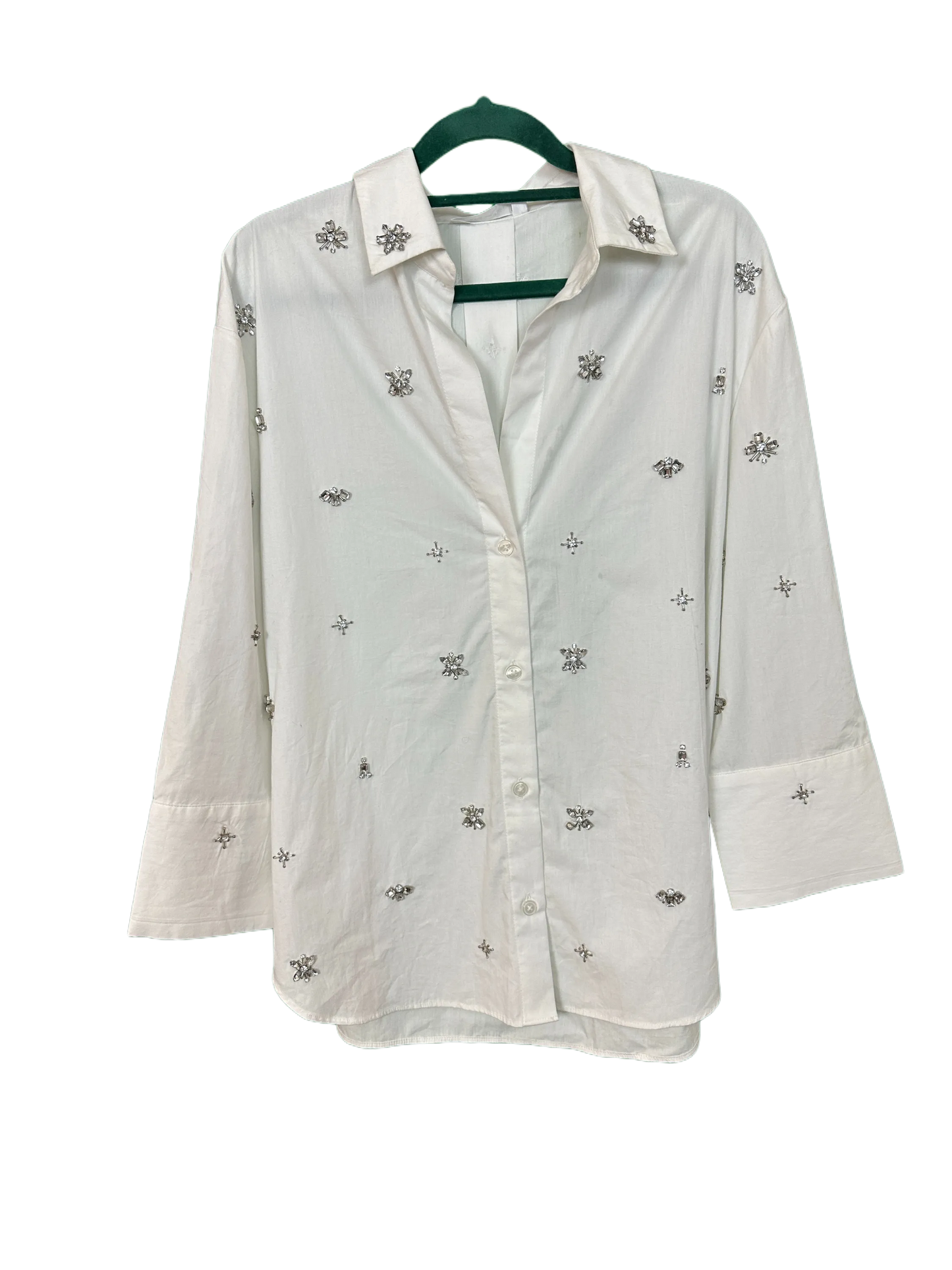 Woman's Long Sleeved Shirt Blouse with Diamante Detail Size "M" 12/14