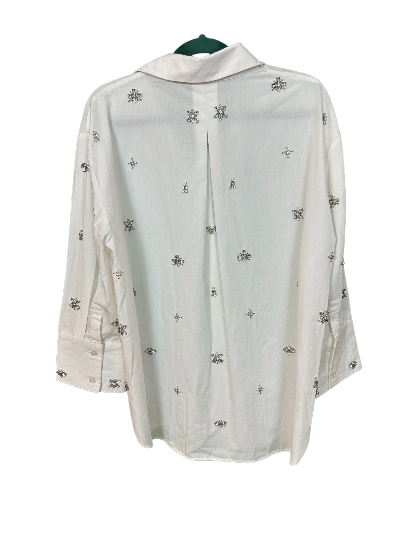 Woman's Long Sleeved Shirt Blouse with Diamante Detail Size "M" 12/14