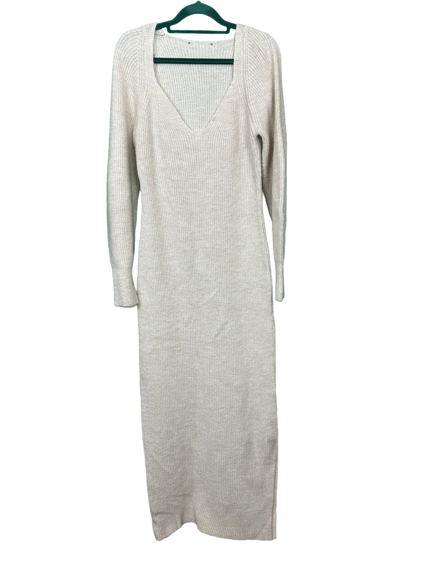 Woman's Long Sleeved V Neck Knitted Dress Size 12