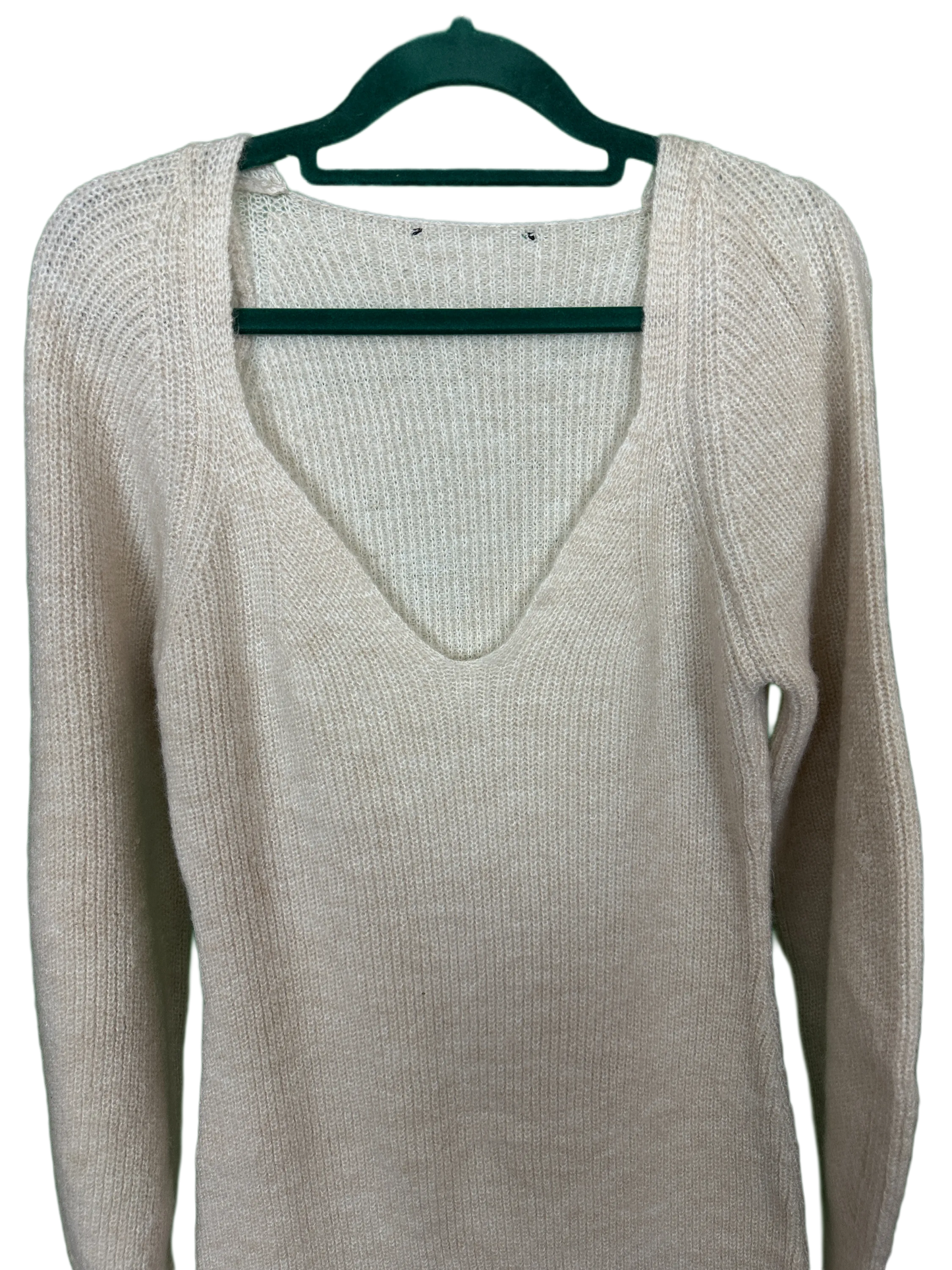 Woman's Long Sleeved V Neck Knitted Dress Size 12