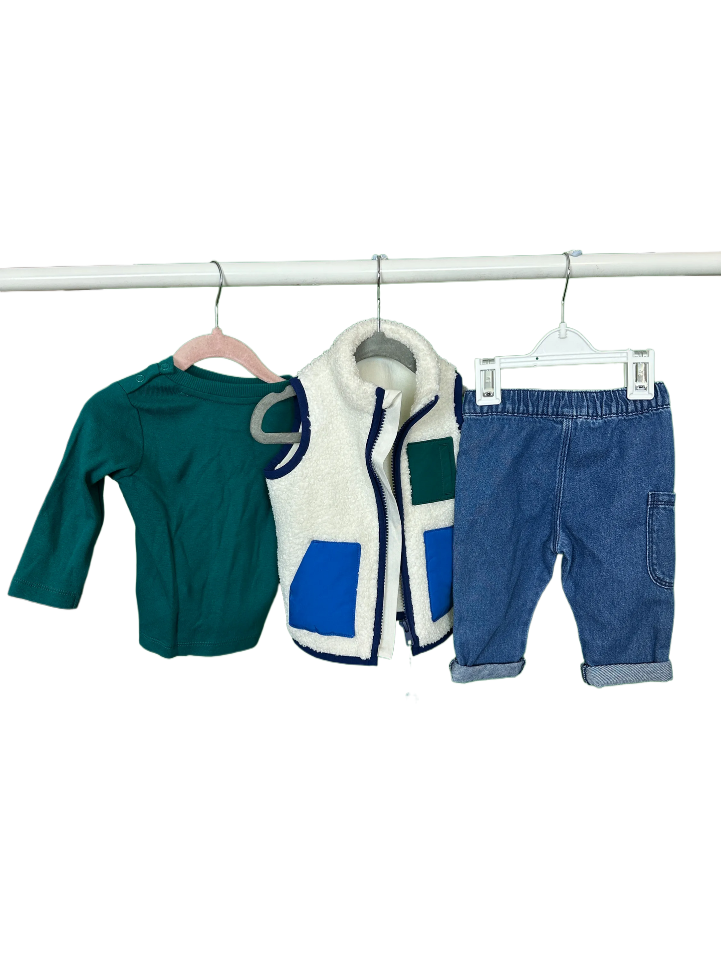 Baby Boy's Body Warmer/Top and Jeans 3 Part set Age 3/6mths