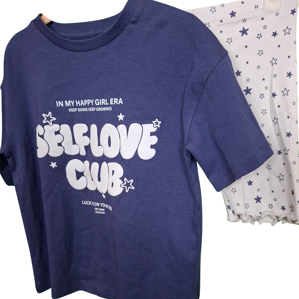 Girl's Short's PJ's  Short Sleeved Top and Ribbed Short's Age 7/8yrs