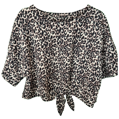 Girl's Crinkle Animal Print Crop Top