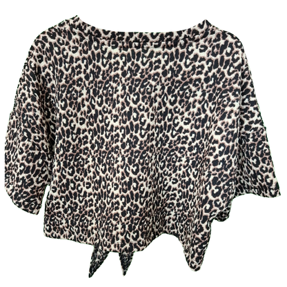 Girl's Crinkle Animal Print Crop Top