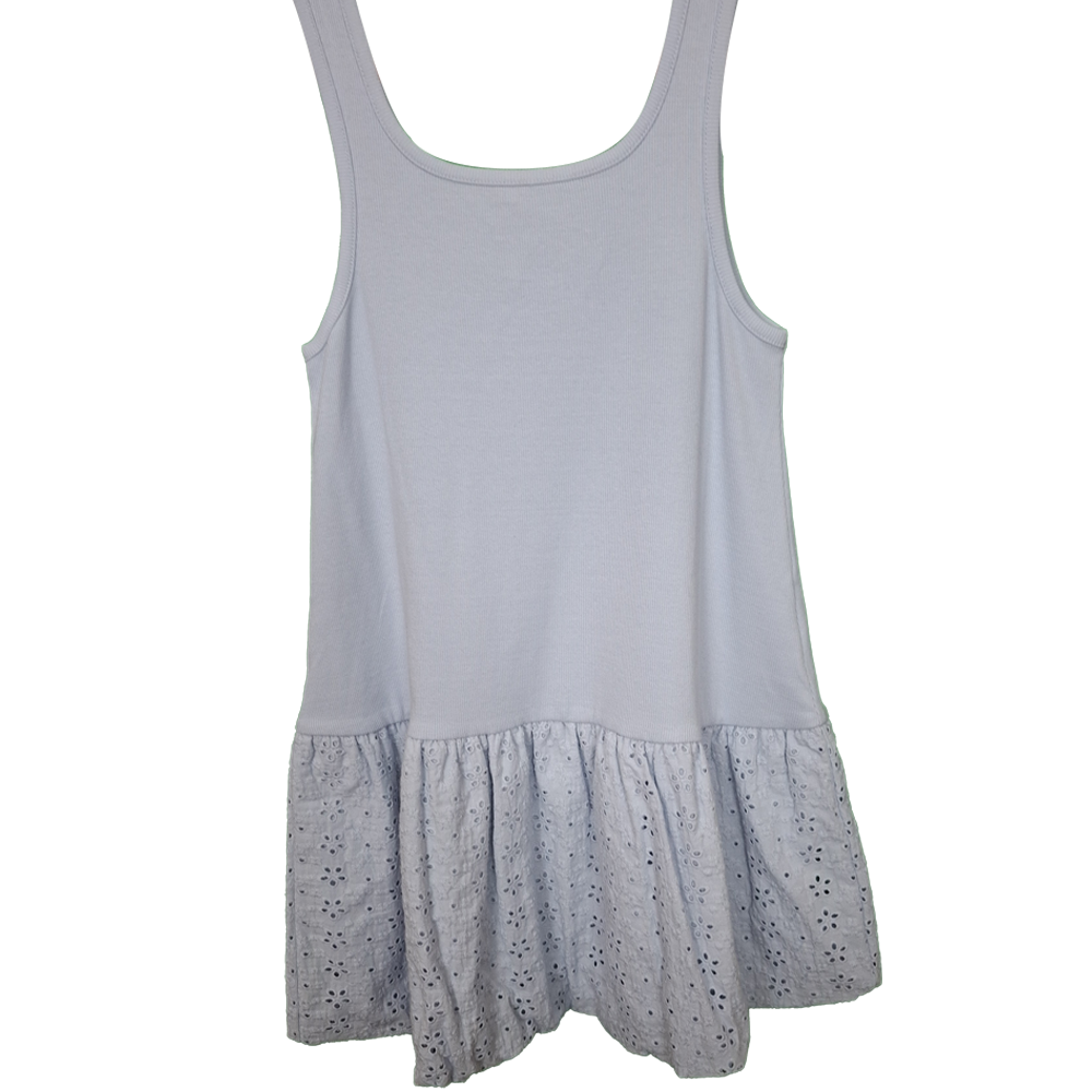 Girl's Sleeveless Dress Ribbed Top and Broderie Anglaise Skirt Age 7/8yrs