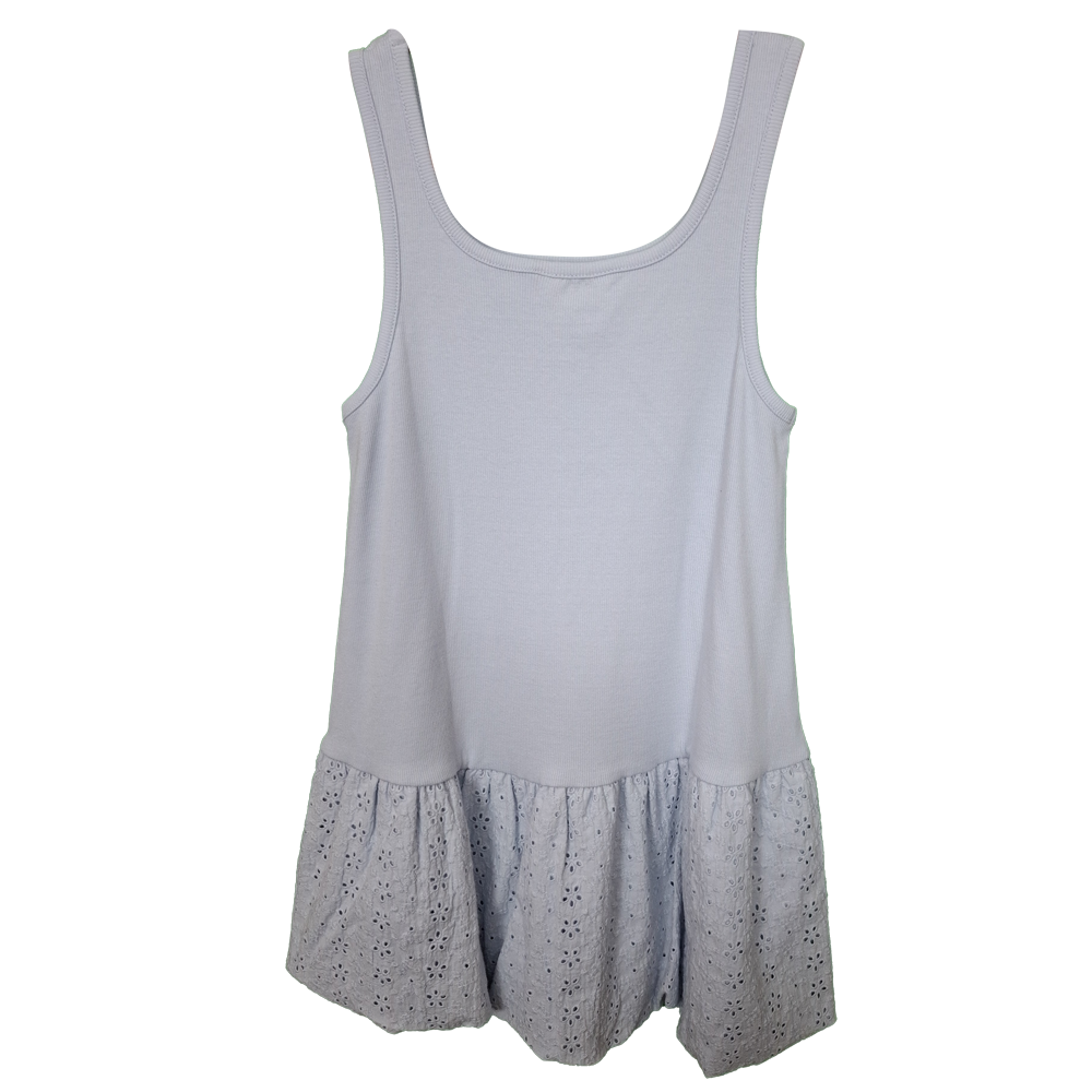 Girl's Sleeveless Dress Ribbed Top and Broderie Anglaise Skirt Age 7/8yrs