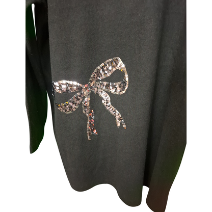 Woman's Longline Knee Length  Jumper with Sequined Bow Design