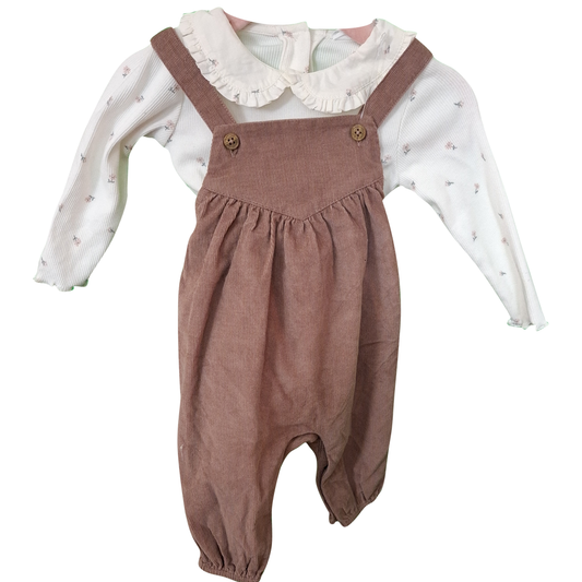 Baby Girl's  Dungaree's and Ribbed Top