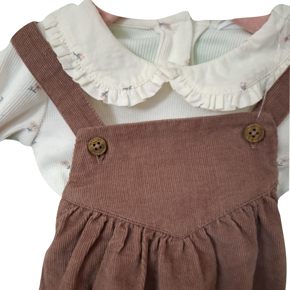 Baby Girl's  Dungaree's and Ribbed Top