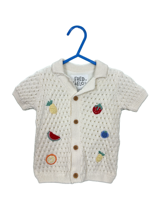 Baby boy's short sleeved fully lined knitted cardigan