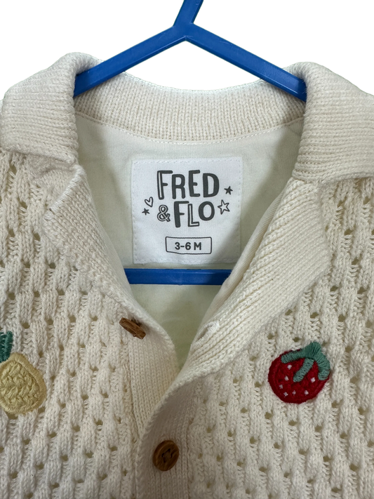 Baby boy's short sleeved fully lined knitted cardigan