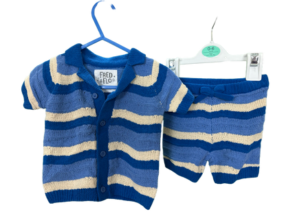 Baby boy knitted shorts and cardigan set