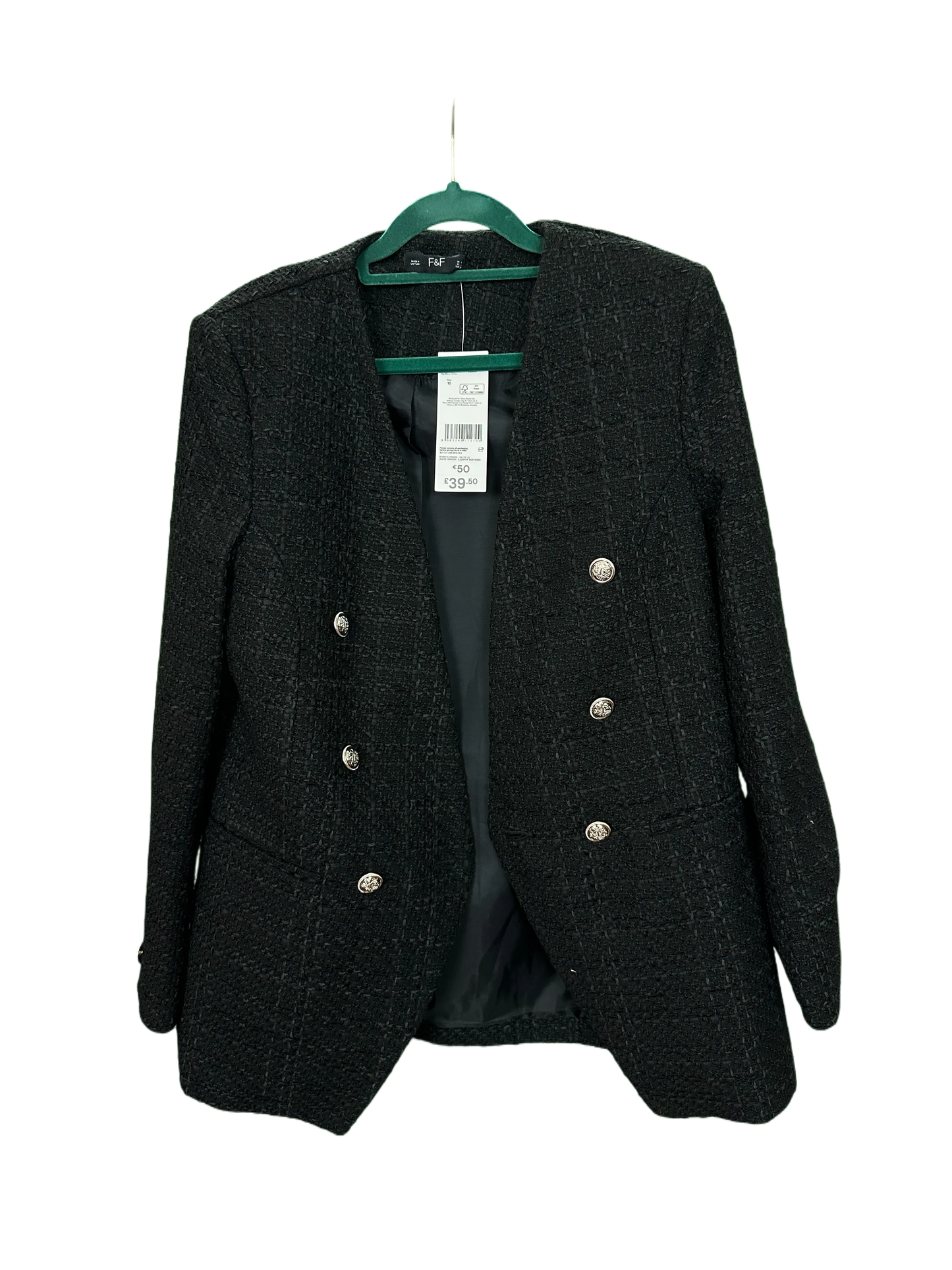 Womans collarless  Jacket with brass buttons