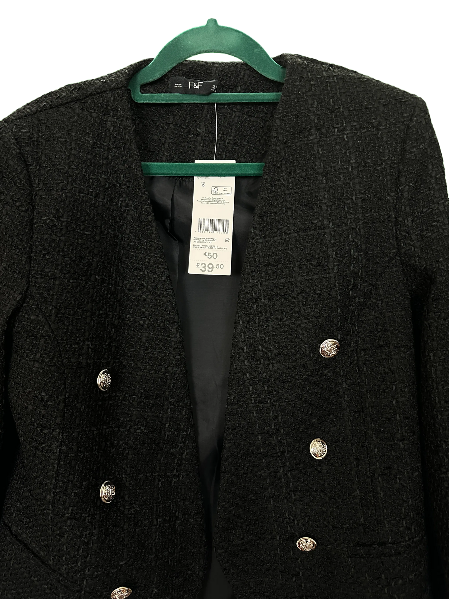 Womans collarless  Jacket with brass buttons