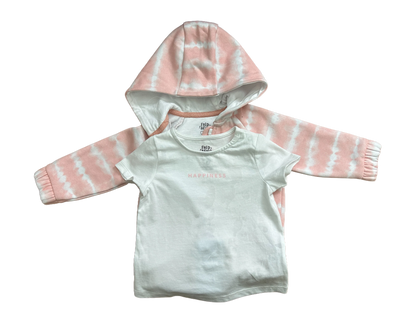 Baby Girls Hoodie & T-Shirt Set Age 3/6mths