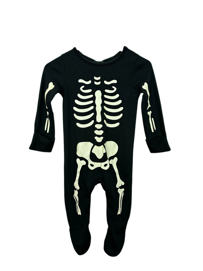 Baby glow in the dark skeleton sleep suit with hat Age 3/6mths