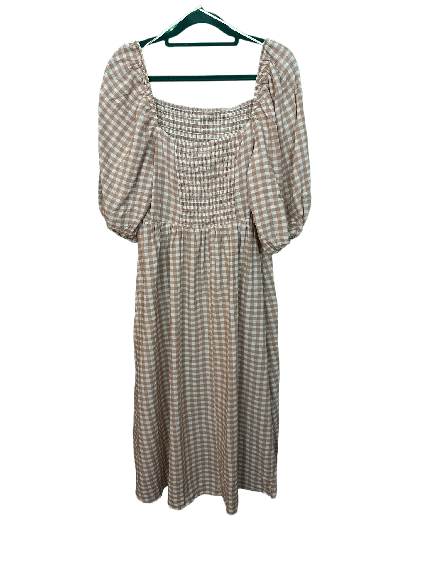 Woman's Dress with Gypsy Neckline Elasticated Bodice and Gathered Skirt