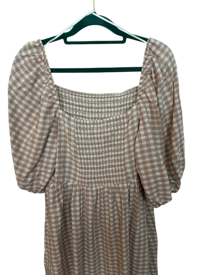 Woman's Dress with Gypsy Neckline Elasticated Bodice and Gathered Skirt