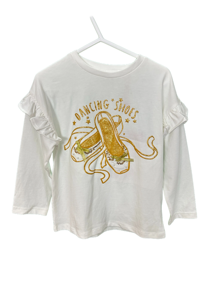 Girls Sparkle Dancing Shoes Long Sleeved T-Shirt Age 3/4yrs