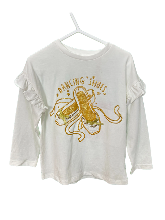 Girls Sparkle Dancing Shoes Long Sleeved T-Shirt Age 3/4yrs