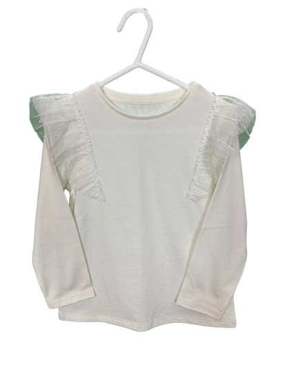 Girl's long sleeved Top with Glitter net frill on Shoulders Age 3/4yrs