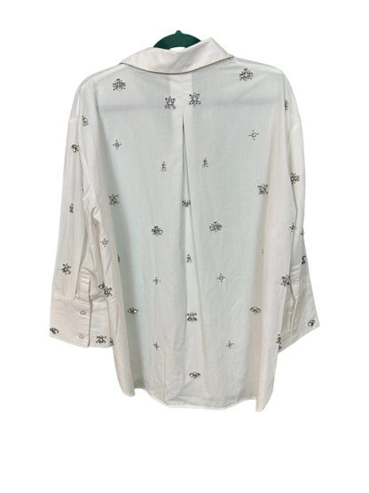 Woman's Long Sleeved Shirt Blouse with Diamante Detail Size "M" 12/14