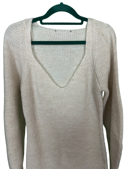 Woman's Long Sleeved V Neck Knitted Dress Size 12