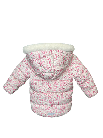 Girl's Floral Fur & Fleece Lined Hooded Padded Jacket Age 3/4yrs