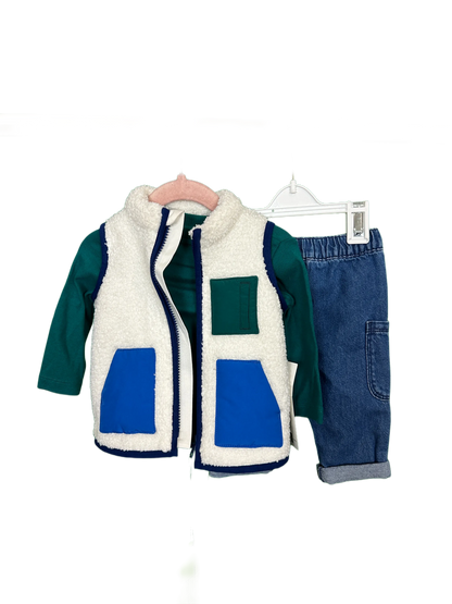 Baby Boy's Body Warmer/Top and Jeans  3 Part set Age 3/6mths