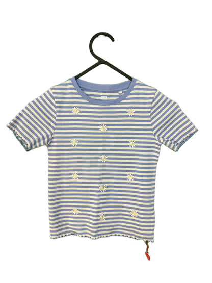 Girl's Short Sleeved Ribbed Top Age 7/8yrs